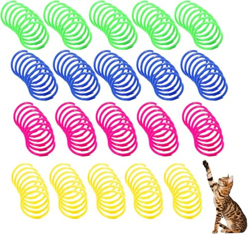 HSLPSM 20 Stück Katzenspielzeug Spirale, Katzen Frühlingsspielzeug Zur Selbstbeschäftigung, Katze Spielzeug, Buntes Kreatives Spirale Katzenspielzeug, Neuheit Haustiere Spielzeug