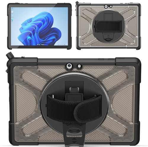 Viaggio con tablet Custodia for tablet compatibile con Microsoft Surface Go 4/3/2/1 da 10,5 pollici - Custodia protettiva robusta con supporto girevole, maniglia e paraurti, resistente e antiurto. Pro