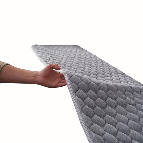 ILiemao Bankauflage & Sitzkissen Nach Maß 1,5cm Dick Waschbar, Flanell rutschfest für Innen/Outdoor(Grau,55x120 cm 22x47 in)