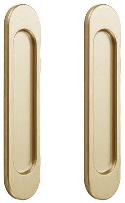 Cyberwork 2 Piezas Tiradores de Puerta Corredera Ovalados Autoadhesivos, Tirador Puerta Corredera Aluminio, No requiere Perforación, Adecuado para Armarios, Puertas Correderas Ventanas, 148m (Dorado)