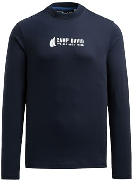 Camp David Herren Longsleeve mit Rücken-Artwork Blue Navy, XL