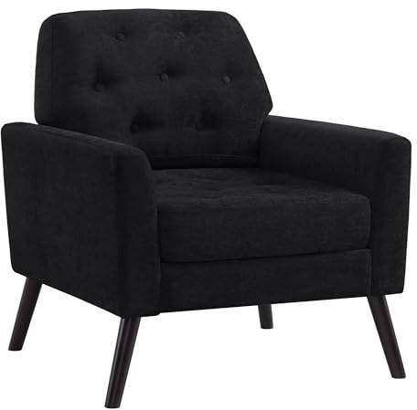 YUUIJOAA Ohrensessel Wohnzimmer,Lesesessel,Polstersessel mit Samt Order PU Kunstlede,Sessel Wohnzimmer für Wohnzimmer/Schlafzimmer/Büro/Balkon(Schwarz)