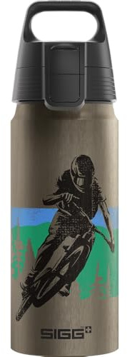 Sigg - Borraccia in alluminio per bambini - WMB One Bike - Adatto per bevande gassate - a prova di perdite - Leggerissima - Senza BPA - Certificazione climatica - Sport & Scuola - Grigio - 0,6L