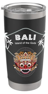 Bali Ubud Maschera Barong Indonesia Palme Souvenir Bicchiere termico in acciaio inox doppia parete