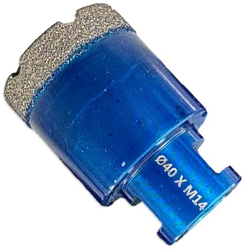 Broca diamantada profesional para baldosas Premium de EDW Ø 40 mm Longitud útil 4 cm Para amoladora angular y taladro M14 Broca de perforación rápida y duradera adecuada para baldosas Piedra natural