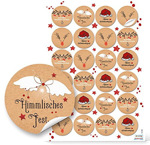 Logbuch-Verlag 24 Frohe Weihnachten Frohes Fest Sticker Weihnachtsaufkleber für Kunden weihnachtliche Aufkleber rund 4 cm braun rot