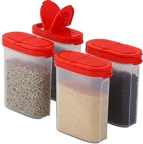 SIGNORA WARE Signoraware Premium Gewürzboxen Aufbewahrungsboxen für Gewürze in groß und klein mit praktischen Streuer aus BPA-Freiem Plastik luftdichtes Vorratsdosen Set für die Küche (4er Pack)