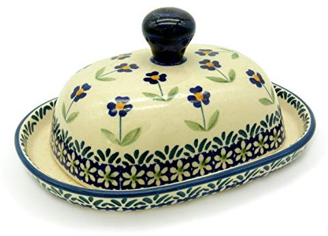 Bunzlauer Butterdose für 125 g (halbe Portion) Butter (Dekor Angelika)