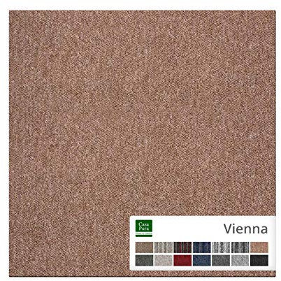 casa pura Carpet Tile Vienna, Loose Lay Carpet Tiles 50x50 cm | Bitumen Back Commercial Floor Carpet Squares for Interior, Carpet Plank Boards, 4 Pieces (1 m²) | Beige
