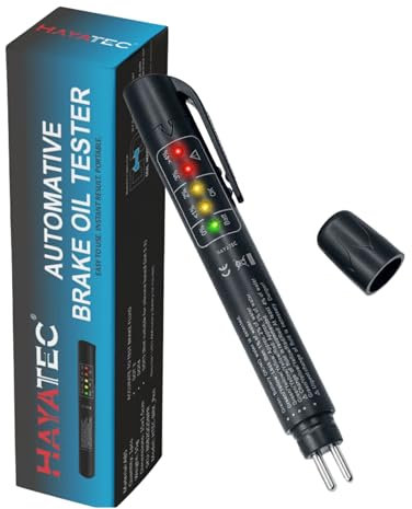 Hayatec Auto-Bremsöl-Tester, Mini-Automobil-Diagnosegerät mit 5 LED-Anzeige, kalibriert zum Testen von DOT3, DOT4 Flüssigkeit, Bremsöl- und Wasseranzeige