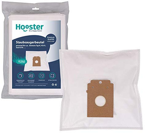 Hooster - 20 Bolsas para aspiradoras Bosch Big Bag 3L / Big-Bag 3-l/con Filtro Adicional de Fieltro