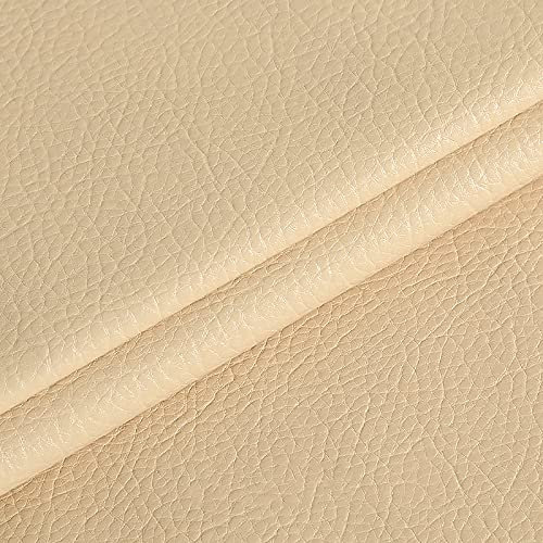 MUYUNXI Kunstleder Polsterstoff Meterware FüR Möbel Sofa Stuhl Autos Polsterarbeiten Autos Dekorationen DIY Basteln Nähen 138 cm Breit Meterware Verkauft(Color:Beige)
