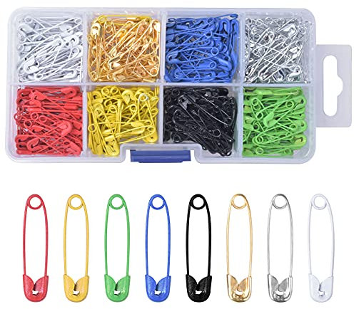 AvoDovA 400 Stück Metall Sicherheitsnadeln Set, 25mm Klein, Bunt, Rostbeständig für Nähen, Kleidung, DIY Handwerk - Nähzubehör Kit