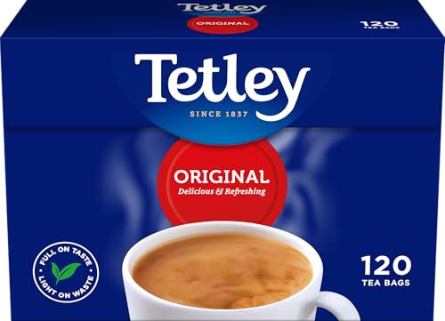 Tetley Original Black Tea, 120 Tea Bags - Rainforest Alliance Certified Classic Black Teabags - Rich, Smooth Taste for a Full Flavoured British Brew at Breakfast or Anytime