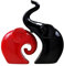 FONDUO Elefant Deko, Elefanten Pärchen aus Keramik in Schwarz und Rot, Moderne Skulptur als Paar aus Zwei Einzelnen Elefanten für Wohnzimmer, Deko-Figur, Geschenk Hauptdekoration