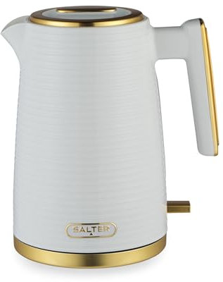 Salter Palermo Electric 1.7L Kettle - 3000W Rapid Boil, 360° Swivel Base, Auto Shut-Off, Boil-Dry Sensor, Anti-Limescale Filter, Easy View Water Window, Strix Controller, White & Gold