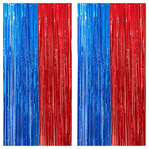 KatchOn Xtralarge Streamers - Red & Blue, 8x6.4 Feet | Fringe Curtain, Party Decorations - Circus Theme