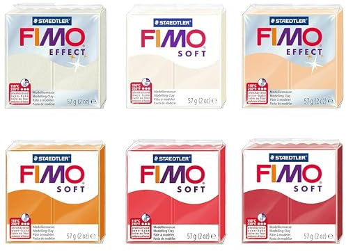 FIMO Pâte à modeler au four polymère Soft & Effect - 57 g - Lot de 6 couleurs - Tons doux