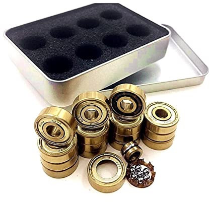 SUOFEILAIMU 608ZZ / 627Z Gold Tatinium Skate Lager Skateboard Longboard Teile Inline Roller Roller Quad künstlerische Schlittschuhe (Color : 16pcs 627z Gold abec9)