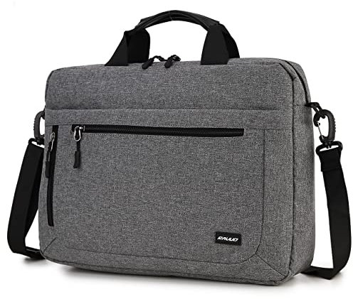 RAVUO Borsa Porta PC, Impermeabile 17 Pollici Borsa Tracolla Laptop Borse a Spalla Messenger Ventiquattrore con Tracolla per Donna Uomo Insegnanti Viaggio Lavoro Università Grigio