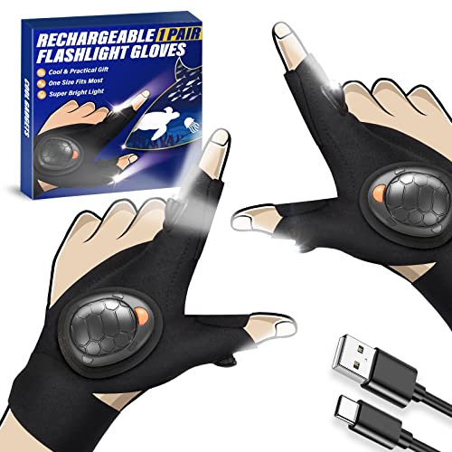 Geschenke für Männer LED Handschuhe mit Beleuchtung: Handschuhe mit Licht LED Handschuhe mit Wasserdichter Beleuchtung, Angelzubehör Geschenke für Angler Vater Opa Papa Männer Geschenke Weihnacht