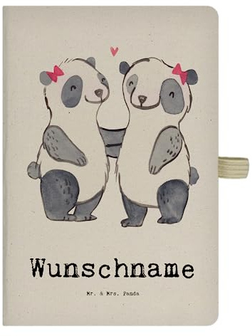 Mr. & Mrs. Panda Personalisiertes Notizbuch Panda Beste Blutsschwester der Welt - Personalisierte Geschenke, Schwestern, Geschenk, Freundin, personalisiert, personalisierbar, Buch, Tochter, Familie