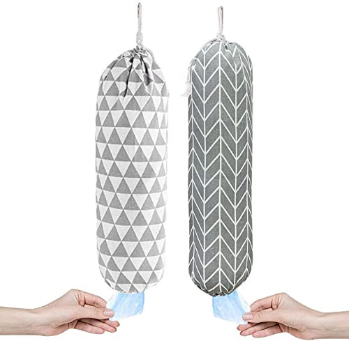 Lam-lord Carrier Garbage Bag Organizer, 2 Pieces Plastic Bag Holder Carrier Bag Dispenser Wall Mount Hanging Storage Bag Foldable Washable Grocery Bag for Home Office Kitchen Travelling Supplies