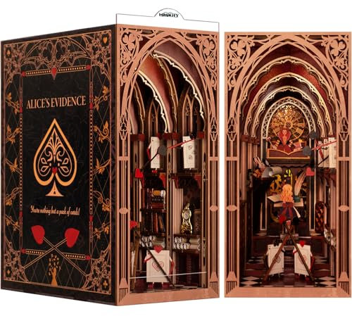 MiniCity Book Nook Kit, DIY Puppenhäuser Miniatur Haus Kit, 3D Plus Holzpuzzle Bücherecke Bücherregal Insert Dekor Kreativität Modellbausätze mit LED-Licht für Erwachsene (Dreamland)