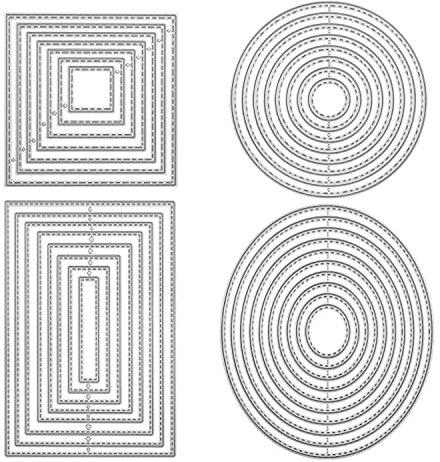 4 Stück Stanzschablone Geometrisch Set Stanzformen Quadratisch Rechteckig Kreis Rahmen Oval Quadrat Schneiden Prägeschablonen Prägung Schablone Stanzschablonen für Scrapbooking Album Karten Basteln