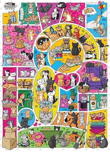 Cobble Hill 3840126 Doodlekatzen, 1000 Teile Puzzle inkl. Puzzleposter für Erwachsene und Kinder ab 12 Jahren, Katzenpuzzle, Kawaii