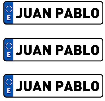 Oedim Pack de 3 Matrículas Coche Decorativas Personalizadas, 49,6x11,6cm, Fabricada en PVC, Divertida y Original