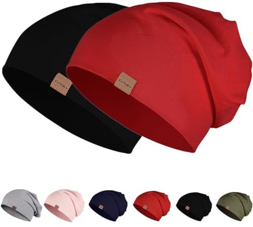 YANIKY Slouch Beanie Mütze Baumwolle, Dünne Leichte Jersey Longbeanie, Weich Chemo Winddicht für Herren Damen - Alle Jahreszeiten