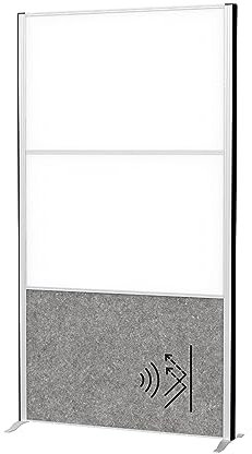 MAUL Trennwand MAULconnecto 180x100cm | Raumteiler für Büro und Schreibtisch | Freistehender Raumtrenner mit Standfüßen | Ideal als Sichtschutz und Schallschutz |Whiteboard + Akustikvlies