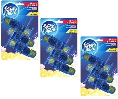 Fresh & More WC-Stein Duft-Blauspüler Antibakteriell 9x 50g Toiletteneinhänger (Lotus Lemon)