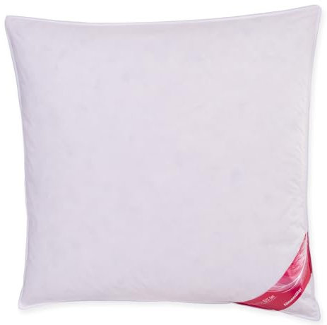 Künsemüller Kopfkissen 80x80cm mit 85% Gänse-Federn & 15% Daunen, Kissen mit feinem Baumwollbezug, Allergiker geeignet & waschbar, OEKO-TEX 100, Kissen mit mittlerer Stützkraft, Füllgewicht: 1100g