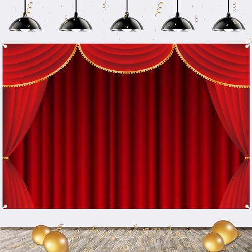 Roter Vorhang Theater Bühnenshows Hintergrund Banner Weihnachten Festival Feier Party Dekor VIP Magic Shows Geburtstagsparty Erwachsene Kinder Porträts Foto Fotografie Requisite Hintergrund 180,1 x