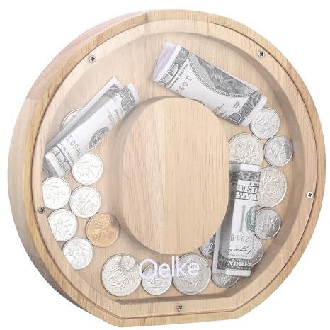 Kinsinder Spardose, Sparbox Holz Buchstaben Spardose, Holz Spardose Kinder Personalisierte Kreative Brief Münzbank Spardose mit Alphabet Aufklebern für Familie, Weihnachten, Geburtstag, Geschenk (O)