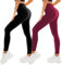 SINOPHANT 2er Pack Leggings Damen High Waist - Sportleggins Elastisch Yogahose Blickdicht Fitness Gym Yoga(2 Schwarz/Weinrot,S-M)