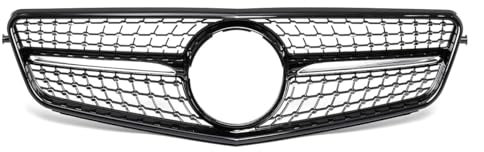 Kühlergrill Front Grill Für Merced&es Für Benz C-Klasse W204 C180 C200 C300 2008-2014 Schwarz/Chrom W204 Stil Kühlergrill Auto Frontstoßstangengrill (Color : Black)
