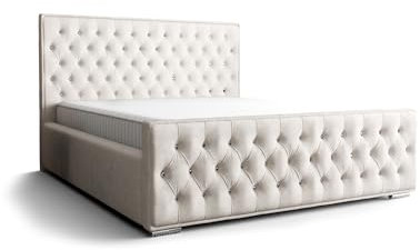 Verona Idee Polsterbett POSSO mit Lattenrost Holzrahmen Bettkasten 5 Größen viel Farben Auswahl Beige 140cm X 200cm