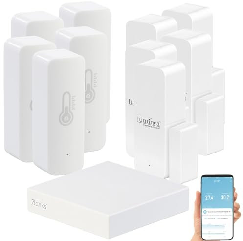 7links ZigBee-3.0-Gateways: HomeKit-Set: ZigBee-Gateway + je 5X Klima- und Tür-/Fenstersensor (Fensterkontakt Funk, Alarmkontakt)