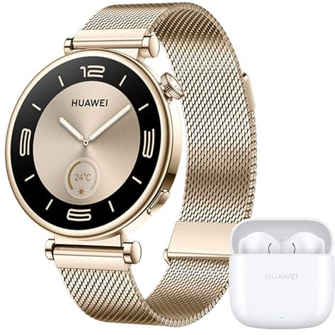 HUAWEI WATCH GT 4 Smart Watch 41MM Milanese Gold, Long Battery Life Fitness Tracker Compatible with Android & iOS FreeBuds SE2 White Wireless Earphones, Bluetooth In-Ear Headphones