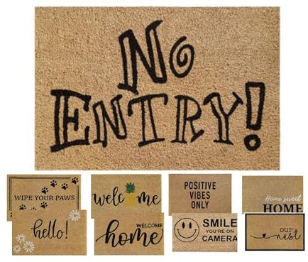 MYPURECORE Coir Door Mat (60x40cm) - Non-Slip & Absorbent, Indoor/Outdoor, Eco-Friendly - Ideal as Front Door, Entrance, Floor, Welcome Mat - Large Size, Dirt Trapper, Washable (NO ENTRY)
