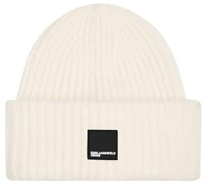 KARL LAGERFELD JEANS, Damen, Box Logo Beanie, Weiss, Einheitsgrösse