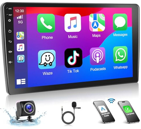Podofo 2+64G Autoradio per Fiat 500L 2012 Radio con Carplay Android Auto 10.1 Pollici Android 13 Auto Stereo con Schermo Bluetooth WLAN GPS RDS Radio + Telecamera Posteriore HD
