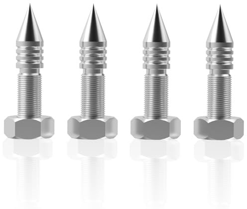 YuanYong Lautsprecher Spikes, 4 Stück HiFi Lautsprecher Spikes aus massivem Edelstahl (Ohne Spike-Kissen)， höhenverstellbar, Geeignet für Lautsprecherständer (M8)