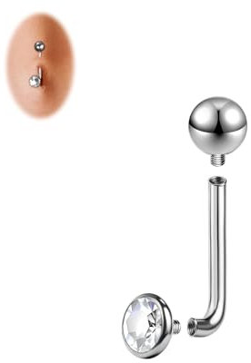BodyAce 14G Titan Bauchnabelpiercing Bananen, Innengewinde L VCH Piercing Rings Christina Barbells, Navel Barbells Vertikal Haut Belly Piercing Schmuck [Stablänge:11mm]