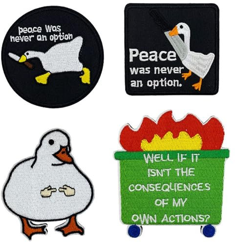 ANFUXT 4 Stück Klett Patches Patch Klett Ente Lustig Patches Patch Tier Klett Klett MilitäR Tactical Embroidery Patch Bestickter Stoffaufnäher für Rucksäcke, Jacken, Jeans, Aufkleber Abzeichen