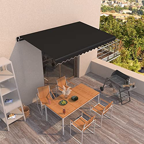 Chaduof Gelenkarmmarkise Einziehbar, Sichtschutz Balkon, Seitenmarkise, Balkon Markise, Klemmmarkise, Sonnenvorhang, Balkonmarkisen, 400x350 cm Anthrazit
