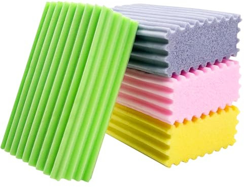 Super Dust Sponge, 4 Pcs Magical Dust Cleaning Sponge Wet Duster Sponge for Household Duster Cleaning Blinds, Glass, Baseboards, Railings, Mirrors, Window